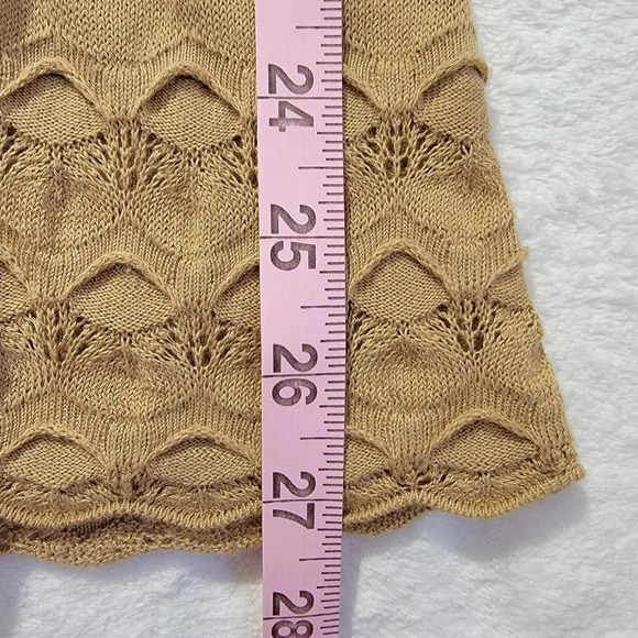 Trina Turk Tan Lightweight Knit V Neck Cardigan Layering 3/4 Sleeves Buttons S - Picture 11 of 11
